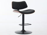 Walnut Bentwood Bar Stools Mid Century Modern Adjustable Counter Height Black Leather Upholstered W1143P278537