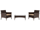 2pcs Arm Chairs 1pc Love Seat & Tempered Glass Coffee Table Rattan Sofa Set Brown Gradient 57903633