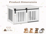 31.5" Dog Crate Furniture with Sliding Barn Door, Wooden Dog Kennel End Table for Indoor Use - White 04359985