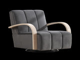 30.7"W Upholstered 360&deg Swivel Accent Chair with Solid Wood Armrests and Comfy Channel Tufted W3118P339625