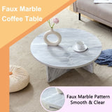 A Multi-style Decor Friendly MDF White Round Coffee Table, Featuring Modern Minimalism and Nordic W3226P278924