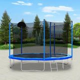 12FT Trampoline for Adults & Kids with Basketball Hoop, Outdoor Trampolines w/Ladder and Safety W28550119