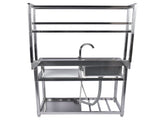 39.4in Stainless Steel Utility Sink Set, Single Bowl Commercial Sink w/ Shelves Single Bowl Sink for 91301593