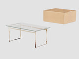 51" Modern Minimalist Rectangular Glass Dining Table for 4-6 with 0.31" Tempered Glass Tabletop and W3732P369039