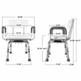 360 Degree Shower Chair Swivel,Portable Seat with Armrests and Back, Adjustable Height Seat for 35455994