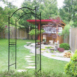 Metal Garden Arch with black powder coated 3.6ft Length x 1.47ft Width x 7.5ft Height Climbing W656P210530