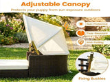 Hand-Woven PE Rattan Dog Bed with Adjustable Canopy, Elevated Outdoor Pet Daybed with Washable Plush 33241988
