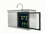 Sink and Fridge Combo for Outdoor Kitchen, 70L Refrigerator and Sink with Pull-Down Faucet, Brushed W3867P571597