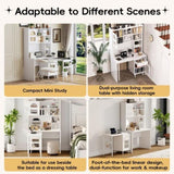 Computer Desk with 90 Degree Rotating Desktop, 43x70 Inch Office Desk with Storage Drawer and N733P279101K