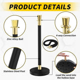 Stanchions and Velvet Ropes, 6 Pcs Crowd Control Barriers with 4 Black Velvet Ropes, Stainless Steel 79914294