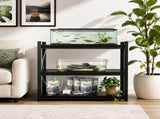 3-Tier Adjustable Height Metal Storage Shelving Unit, Large Capacity Black Multipurpose Organizer 12501859