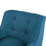 Mid-Century Modern Armchair - Tufted Fabric Accent Chair with Solid Wood Legs for Living Room, N767P257565E