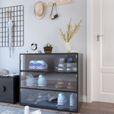 Black Glass Door Shoe Box Shoe Storage Cabinet With RGB Led Light W331P235039