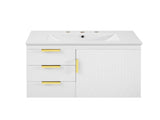 30" Wall Mounted Bathroom Cabinet with Ceramic Basin Sink, Bathroom Cabinet with Soft-Closing Door N710P324096K