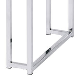 Natural Oak and Chrome End Table with Metal Sled Base B062P189175
