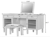 2-in-1 Vanity Desk with Flip-Top Mirror, Dressing Table Set with Drawer & Cabinet, Multi-Functional 45102878