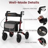 308lbs Foldable Rolling Walker 9" All-Terrain Tires, 7-Level Height , Wide Seat, 36704392