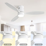 52 Inch Flush Mount Solid Wood Ceiling Fan With 6 Speed Remote Control Reversible DC Motor For Home W882P294267