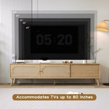 Boho TV Stand for TVs up to 80'' , Modern Farmhouse Media Console, Entertainment Center with Solid 61389525