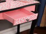 Three-Fold Mirror Single Drawer Arc Feet Children Dresser Red Leopard Print 96588246