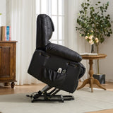 Black PU Remote-Controlled Heating and Massage Assistive Recliner for SeniorsI W570P320457