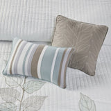 6 Piece Embroidered Quilt Set with Throw Pillows Blue King/Cal King B03597615
