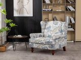 Modern Accent with Retro Wood Legs, Comfy Upholstered Armchair, Floral Design Single Sofa 75700450