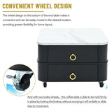 ZNTS ON-TREND 2-in-1 Square Nesting Coffee Table with Wheels & Drawers, Stackable Side Table with High WF324359AAB