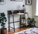 Garima Rustic Oak with Black Finished Legs Writing Desk B2726P243695