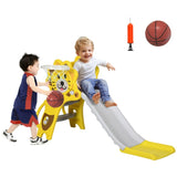 Yellow Toddler Slide for Indoors with Basketball Hoop 04628273