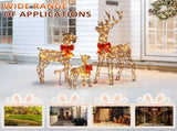 3-Piece Lighted Christmas Reindeer Family Outdoor Decorations, Weather Proof Rattan Deer Family 90191164
