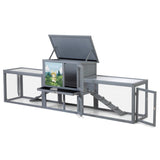 Large 2-Story Outdoor Rabbit Hutch, Bunny House with Dual Runs, Resting Room, PC Sun Roof, Pull-Out W2181P356097