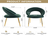061-Set of 1 Velvet Fabric Chairs With Curved Backrest and Golden Metal Legs for Kitchen or W527P255476
