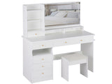 41" Large Size Left Drawer Desktop Vanity TableCushioned Stool Dresser Set, 2 AC2 USB Power W936P230830