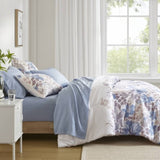 Floral Comforter Set with Bed Sheets Blue King B035P266686