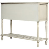 TREXM Sideboard Console Table with Bottom Shelf, Farmhouse Wood/Glass Buffet Storage Cabinet Living WF193444AAE