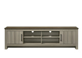 Nyla 68.5"W Gray Oak TV Stand with Shelves and Cabinet Doors B061P234543