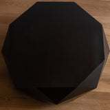 38"Three-dimensional Embossed Pattern Design American Retro Style Coffee Table,Black Tabletop W757134932