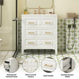 30'' Bathroom Vanity with Ceramic Sink Combo, Free Standing Single Vanity Set with 3 Drawers, Solid N710P246209K