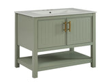 30-Inch Green Bathroom Vanity with Ceramic Sink and Versatile Storage - Ideal for Small Bathrooms WF325888AAF