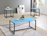 GT 3 Piece Blue Carbon Fiber Wrap Coffee Table and End Table Set B061110722