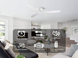 52 Inch Flush Mount Ceiling Fan Without Light, DC Motor, 6Speed & 3 Timers, Remote Control, ABS & W3816P585730
