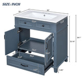 30'' Bathroom Vanity with Ceramic Sink,Solid Wood Frame Bathroom Storage Cabinet with Soft Closing N710P190656C