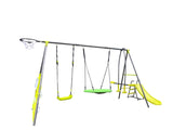 ZNTS XNS052 green and blue interesting six function swingset with net swing metal plastic safe swing set W1711105122