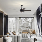 ZNTS 52-inch 5-blade Lighted Ceiling Fan with Remote Control , Glass Shade --Matte 60763048