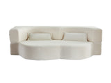 Modern Floor Sofa with 2 Pillows,Convertible Plush Corduroy Foam-Filled Sleeper Sofa Bed,15" Full 74915153