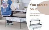 Multifunctional Lift Top Coffee Table -White Marble Pattern, Essential for Modern Homes.Tempered W2920P226076
