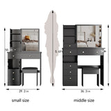 29.2" Small Size Left Drawer Desktop Vanity Table Cushioned Stool, Extra Large Right sliding W3258P291632