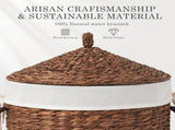 Round Laundry Hamper with Lid, Woven Natural Water Hyacinth Laundry Hamper 38419457