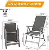 Patio Folding Chairs Set of 2, Aluminium Frame Outdoor Reclining Patio Chairs for Garden Camping W1859P210825